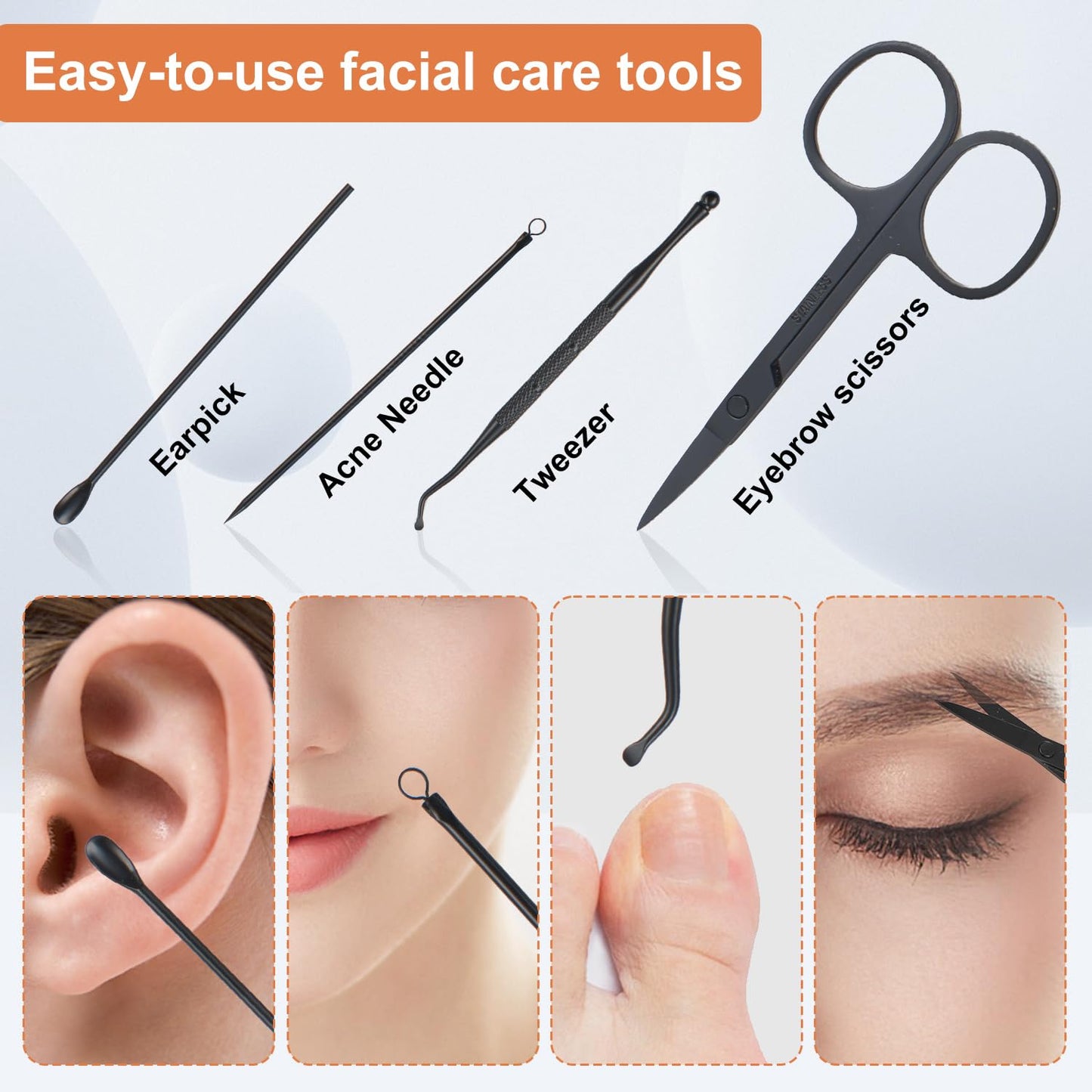 Nail Kit, Manicure Kit, Nail Care Kit for Men, Manicure Pedicure Set, Nail Clippers Toenail Clippers Kit, Professional Manicure Kit Pedicure Kit, Leather Color Travel Case, Set of 12.