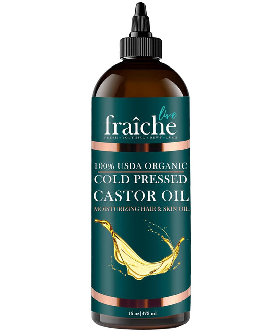 Organic Castor Oil (16oz) - Pure Castor Oil Organic Hexane Free Cold Pressed Unrefined Bottle - Natural Hair Growth Oil for Moisturizing & Healing Dry Skin - Castor Oil for Skin & Hair Treatment Oil - Glowelle
