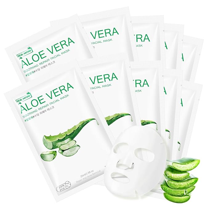 Facial Masks Skincare for Women, Aloe Vera Hydrating Face Sheet Masks,Moisturizing Face Mask Suitable for All the Skin,Dry Skin,Face Spa Mask 10 Sheets