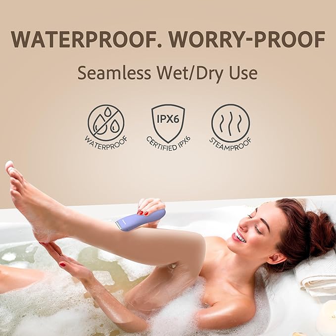 Bikini Trimmer for Women, Pubic Hair Trimmer, Waterproof, USB-C Rechargeable, LED Light, Replaceable Blade, Electric Razors for Women, Electric Lady Shaver (Amethyst Purple)