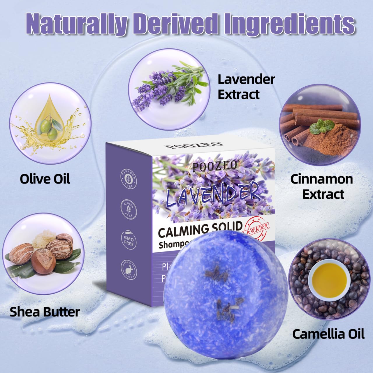 2 Pack Lavender Shampoo Bar,Solid Hair Bar And Conditioner Effect Hair Soap,Organic Shampoo Bars For Hair With All Natural Plant Based Essential Oils,Stocking Stuffers,Gifts for Women - Glowelle