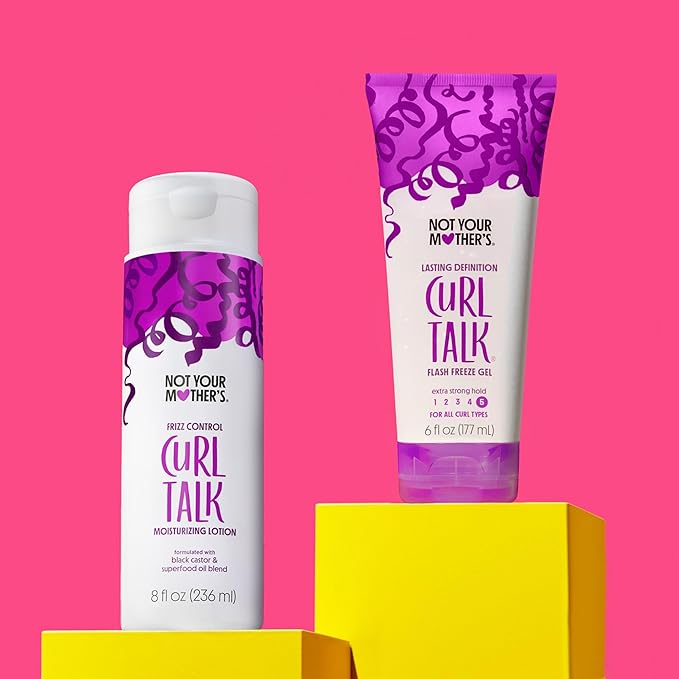 Not Your Mother's Curl Talk Lasting Definition Flash Freeze Gel and Frizz Control Moisturizing Lotion (2-Pack) - Formulated with Rice Curl Complex