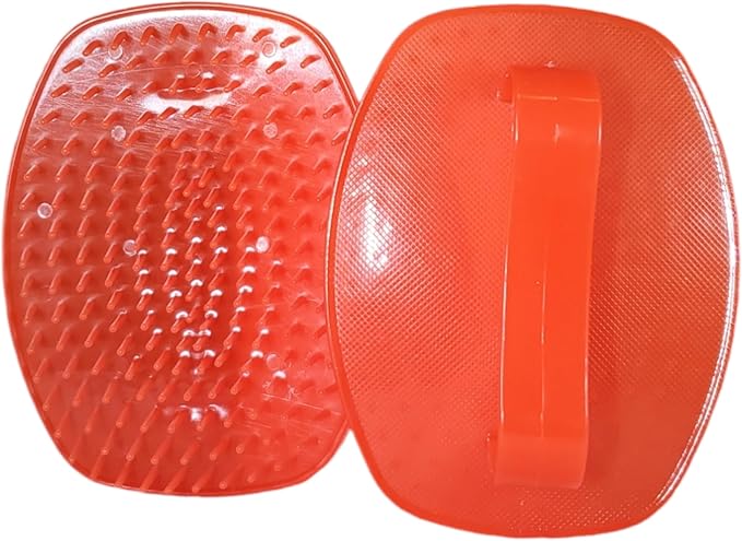 Detangler Hair Brush with Firm Bristles (4×3 in) – Dry & Wet Shampoo and Conditioner Scalp Massager for Deep Cleansing, Exfoliating & Dandruff Control. Multi-Use for Hair, Beard & Scalp (2PC,Red)