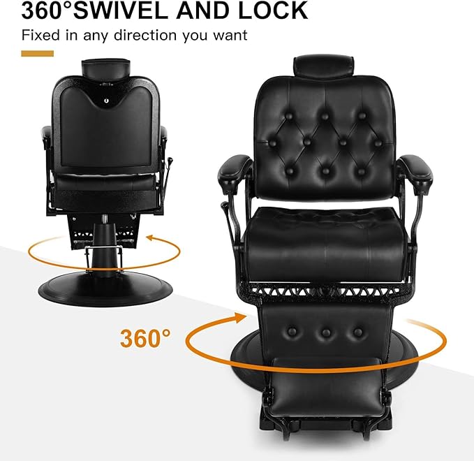 Artist hand Barber Chair All Purpose Hydraulic Recline Salon Chair Beauty Spa Vintage Barber Chair Heavy Duty Chair(Black)