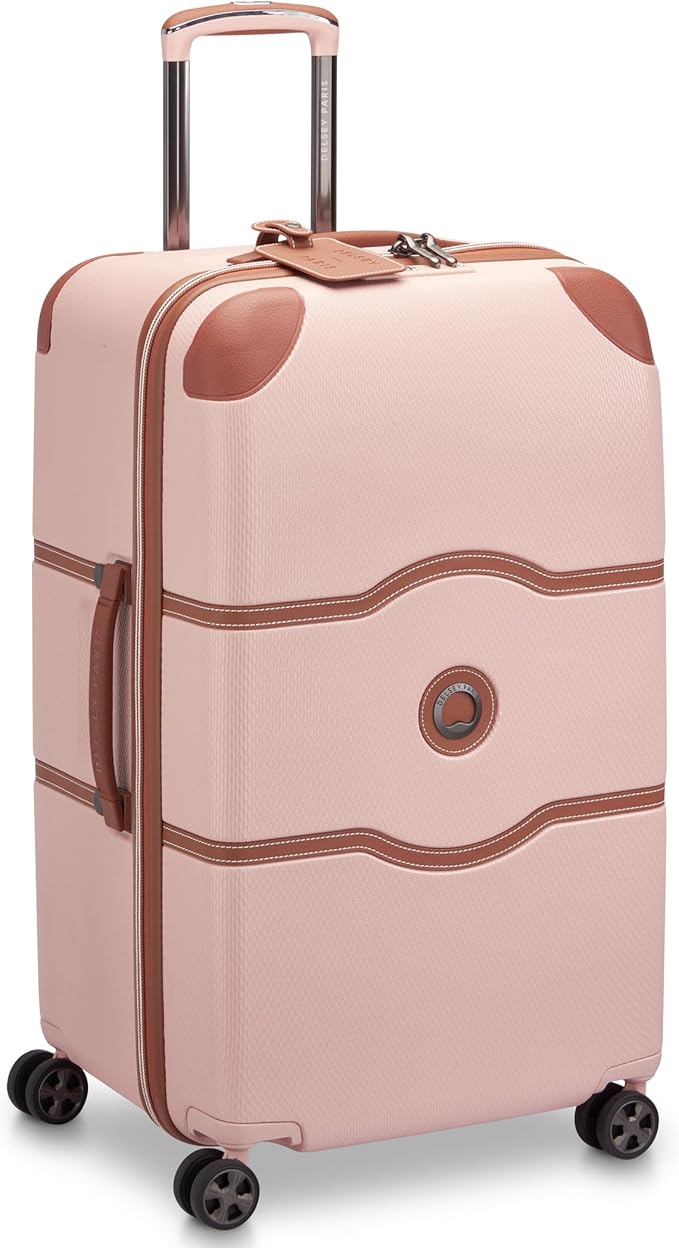 DELSEY PARIS Chatelet Air 2.0 Hardside Luggage Trunk with Spinner Wheels, Blush Pink, Checked-26 Inch Trunk