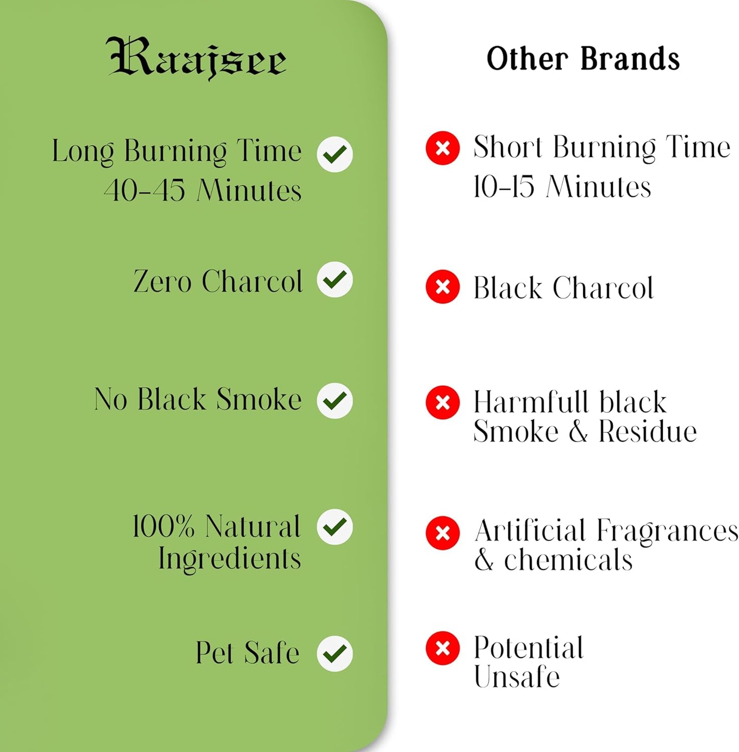 Raajsee Natural Incense Sticks with Inscent Holder, Pack of 6 Organic Insence-Sticks, 120 Incent Sticks, No Black Smoke,Witchy Gifts, Balsam & Cedar, Sandalwood, Apple Oak, Ylang Ylang, Vanilla - Glowelle