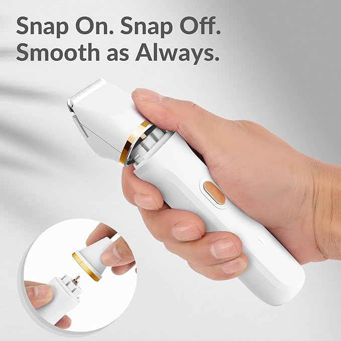 KINGTEE 5-in-1 Electric Bikini Trimmer for Women – IPX7 Waterproof Shaver, Cordless Body & Facial Razors for Women, Ceramic Blades, USB-C Rechargeable, Painless Hair Removal Kit (White)