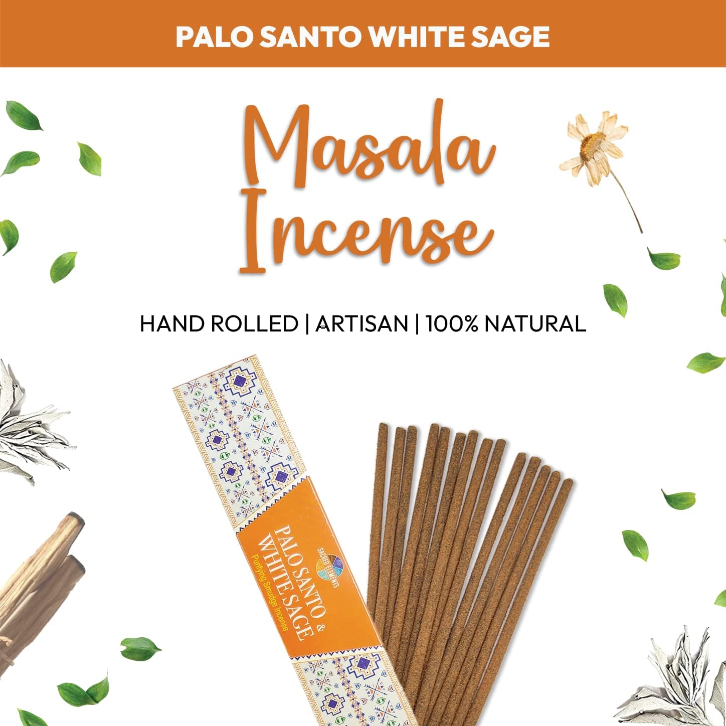 Sacred Elements Palo Santo Incense Sticks – 12 Boxes (100+ Hand-Rolled Sticks) – Indian Masala Incense with Authentic Peruvian Wood – for Meditation, Cleansing & Energy Protection. - Glowelle