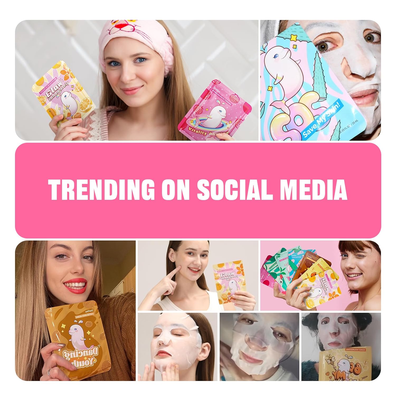 ZealSea Face Masks Skincare, Facial Masks for Women Skin Care, Sheet Masks Beauty with Natural Ingredients, Birthday Party Spa Gift for Kids Teens Girls, Hydrate and Soothe for All Skin Types 21 Pack - Glowelle