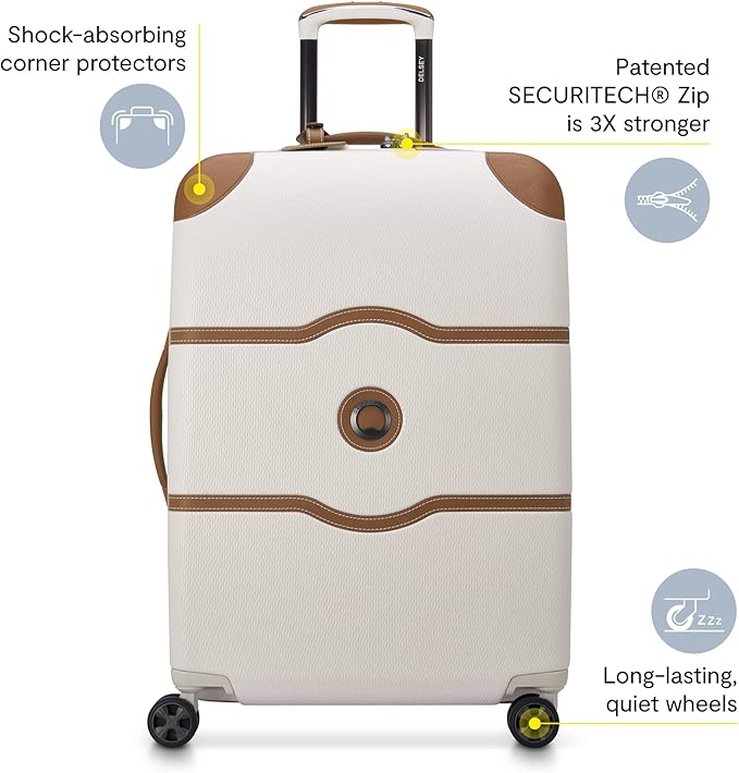 DELSEY PARIS Chatelet Air 2.0 Hardside Luggage Trunk with Spinner Wheels, Blush Pink, Checked-26 Inch Trunk