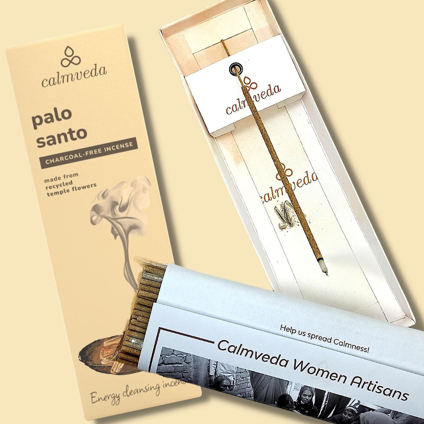 Holy Palo Santo Incense Sticks - 80 Charcoal Free Incense, Made from Upcycled Flowers | Cleansing Incense Sticks Spiritual or Inciensos para Sacar Malas Energias - Glowelle