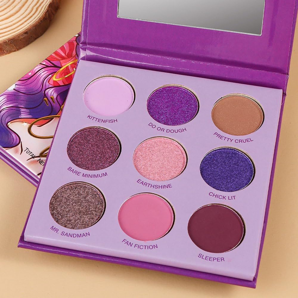 Purple Eyeshadow Palette with Mirror for Eye Makeup,16 Color Blue Green Pink Gold Colorful Matte Glitter Highly Pigmented Korean Natural Rainbow Eye Shadow palette,Blendable-01