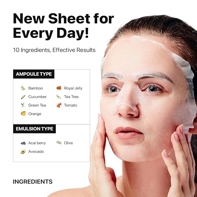 Nature Republic Real Nature Sheet mask set (10 Pack) | Moisturizing & Soothing Facial Masks with Natural Extracts, Moisture Barrier Support, Hydrating Skincare for All Skin Types, Korean Skin Care