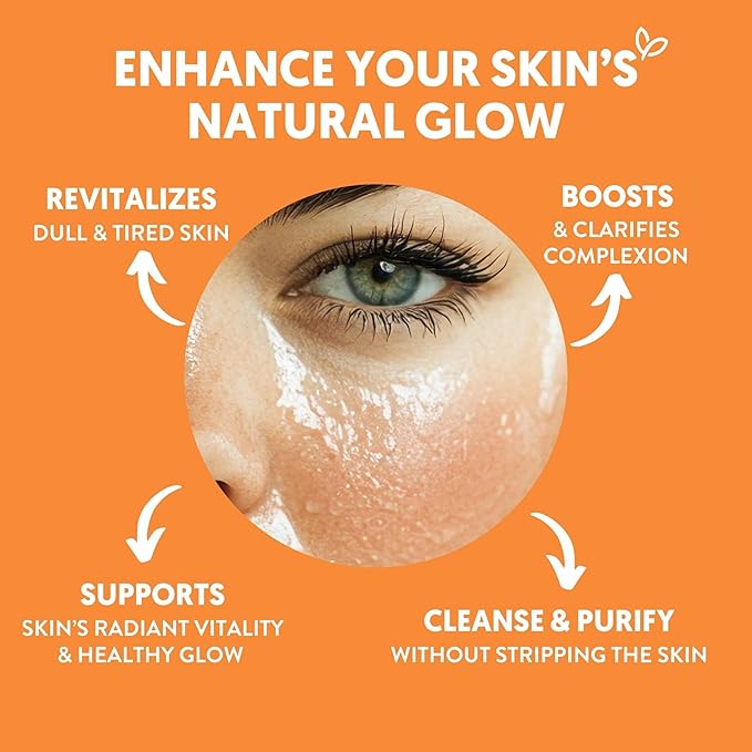By Nature Vitamin C + Turmeric Gel Cleanser with Hyaluronic Acid – Brightening + Hydrating Face Wash & Makeup Remover for Oily and Acne-Prone Skin, Natural Daily Facial Wash (7oz)