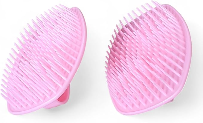 Detangler Hair Brush with Firm Bristles (4×3 in) – Dry & Wet Shampoo and Conditioner Scalp Massager for Deep Cleansing, Exfoliating & Dandruff Control. Multi-Use for Hair, Beard & Scalp (2 PC,Pink)