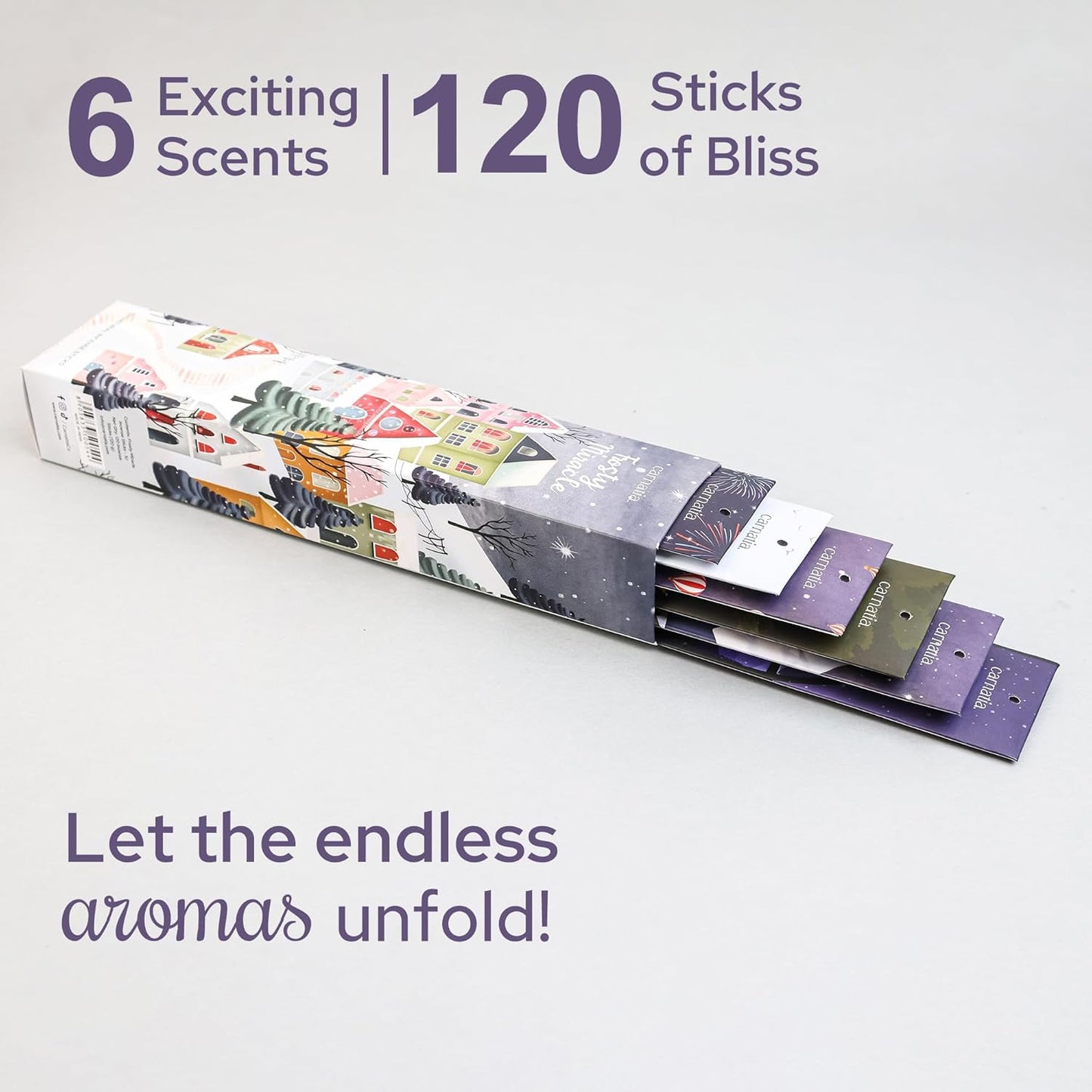 Carnatia Frosty Miracle Incense Collection – 6 Enchanting Scents | Snowy Adventures, Winter Vibes, and Cozy Aromas for Holiday Season! - Glowelle