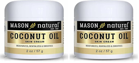 MASON NATURAL Coconut Oil Beauty Cream, Hydrating Moisturizer With Collagen for Smooth & Firm Skin, 2 oz (Pack of 2)