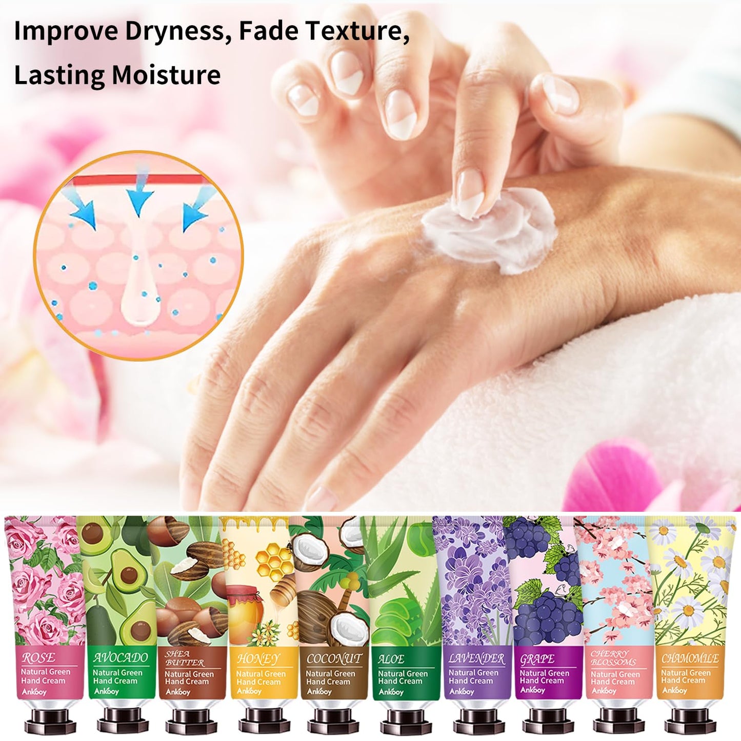 12 Pack Hand Cream for Dry Cracked Hands,Stocking Stuffers for Women,Bridesmaid Gifts,Small Gifts;Gifts for Women,Nurse Gifts,Teacher Appreciation Gifts,Natural Hand Lotion Travel Size - Glowelle