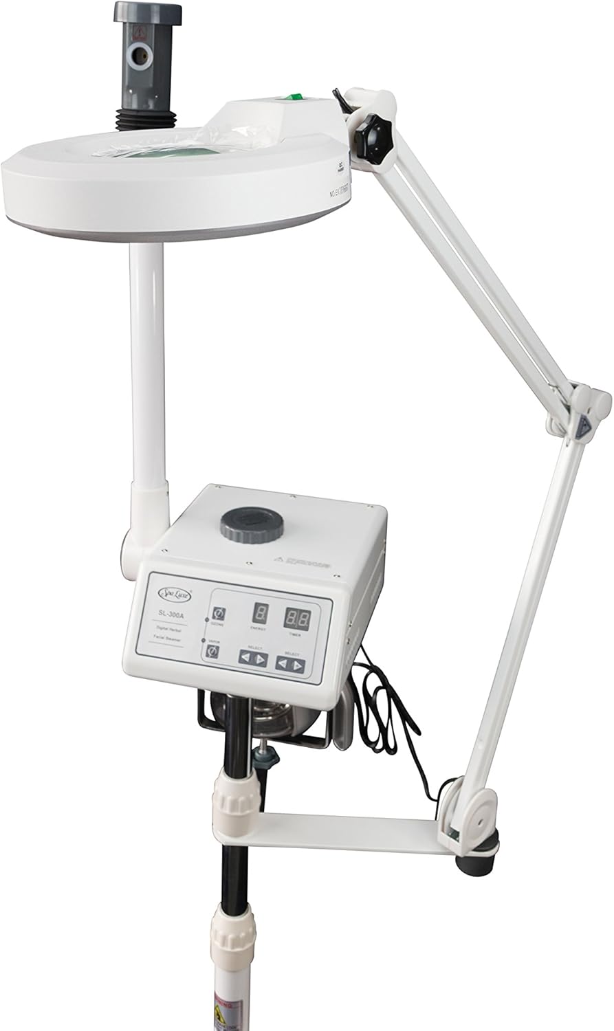Professional Facial Steamer with LED Magnifying Lamp - 2 in 1 Digital Controls, Aromatherapy, Esthetician Supplies for Beauty Salon, Spa Equipment, and Home Use- Combo Unit