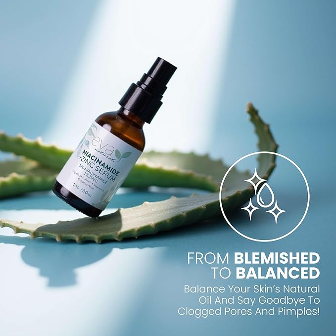 Eva Naturals Niacinamide Serum for Face with Zinc PCA & Botanical Hyaluronic Acid – Pore Minimizer, Dark Spot & Redness Relief, Skin Tone & Texture Support – Lightweight Cream Alternative (1 oz)