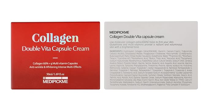 Collagen Face Cream Moisturizer, 66% Collagen Content, Hydrating & Firming, PDRN + Vitamin Capsule Cream, Korean Skincare, 50ml
