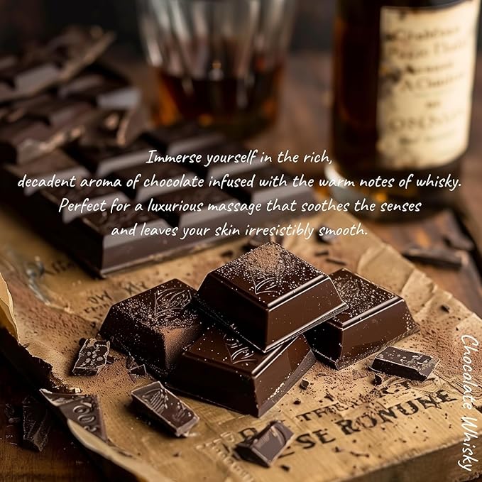 MELONY Massage Oil Candle | Great for Calming, Soothing and to Relax | with Natural Soy Wax | 8.1oz (Chocolate Whiskey)