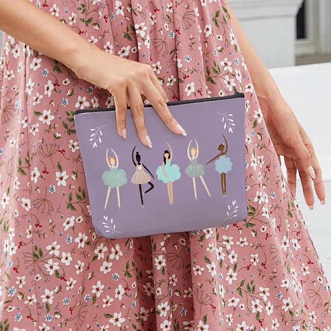 fkovcdy Dance Bag, Ballerina Makeup Bag, Ballet Cute Small Cosmetic Bag, Purple