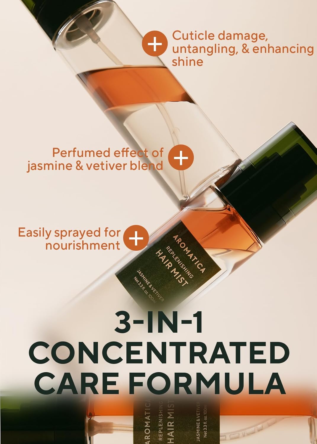 AROMATICA Replenishing Hair Mist Jasmine & Vetiver - Leave-in Conditioner Spray & Blow Out Hair Perfume Oil for Women - Silicone-Free, Detangling, Smoothing & Moisturizing (3.3fl oz) - Glowelle