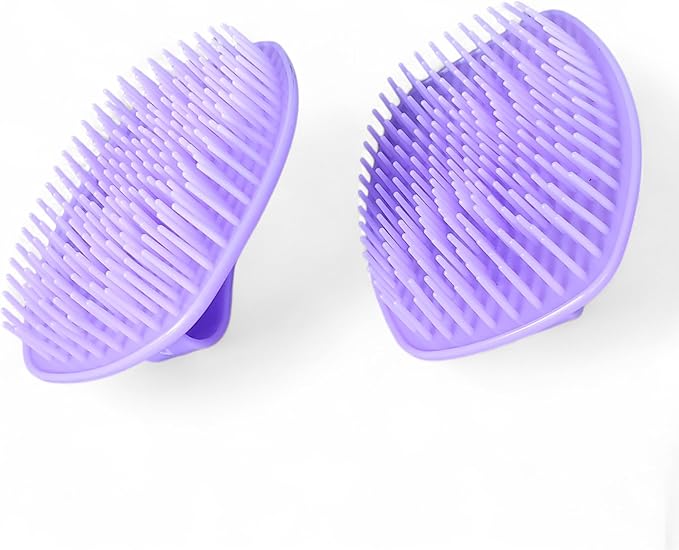 Detangler Hair Brush with Firm Bristles (4×3 in) – Dry & Wet Shampoo and Conditioner Scalp Massager for Deep Cleansing, Exfoliating & Dandruff Control. Multi-Use for Hair, Beard & Scalp (2PC,Purple)