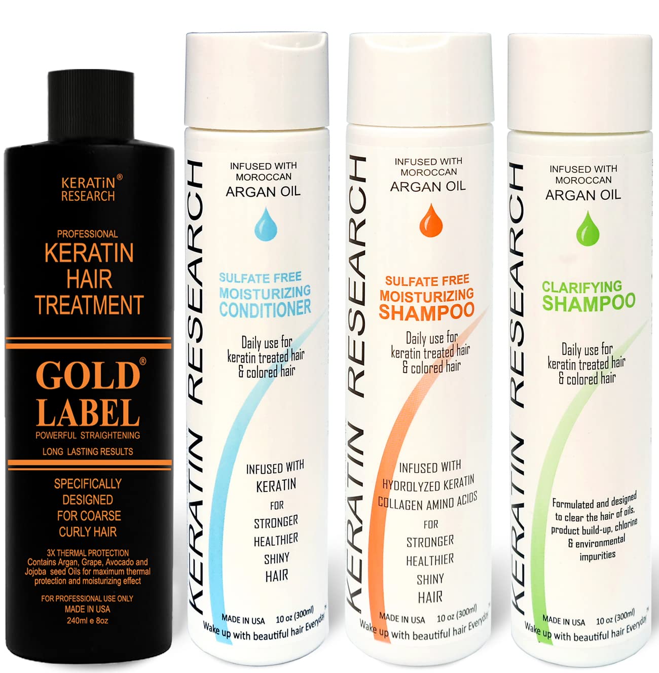 GOLD LABEL Brazilian Keratin Blowout Hair Treatment Straightening Any & All Hair Types Long Lasting Organic Natural Results with Argan Oil Keratina Brasilera (Storngest Formula LG-SET) - Glowelle