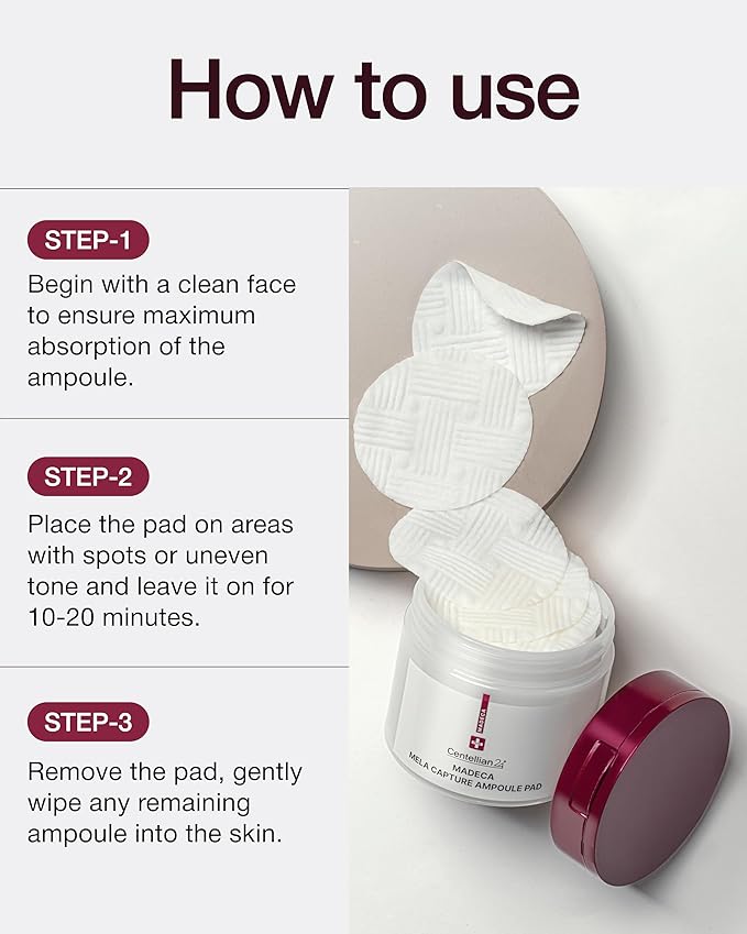 CENTELLIAN 24 Madeca Mela Capture Brightening Bundle – Ampoule Capsule Cream (55ml) + Ampoule Max Serum (0.5 fl oz) + Ampoule Pads (60 pcs) – Korean Skincare Set for Tone Correction, Hydration