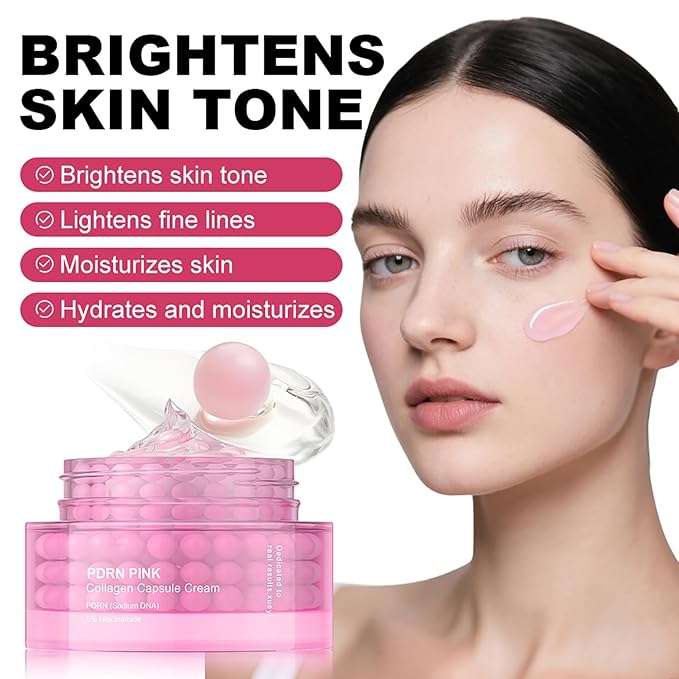 Pink Collagen Jelly Cream,PDRN(Sodium DNA)+ 5% Niacinamide,Gentle Moisturizer Hydrating Brightening Anti-Wrinkle Improve Fine Lines & Rough Texture For Face