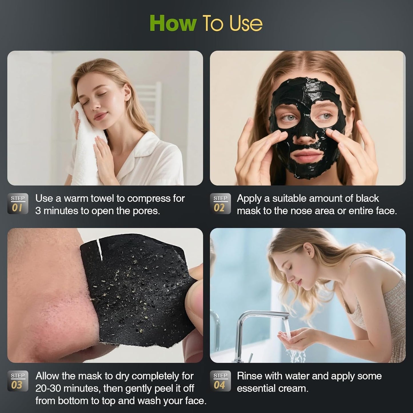 Bamboo Charcoal Blackhead Remover Mask – Peel Off Face Mask for Deep Pore Cleansing |Reduce Blackheads & Excess Oil,Refines Pores for All Skin Types(2.8 Ounce (Pack of 1), Aloe Vera)