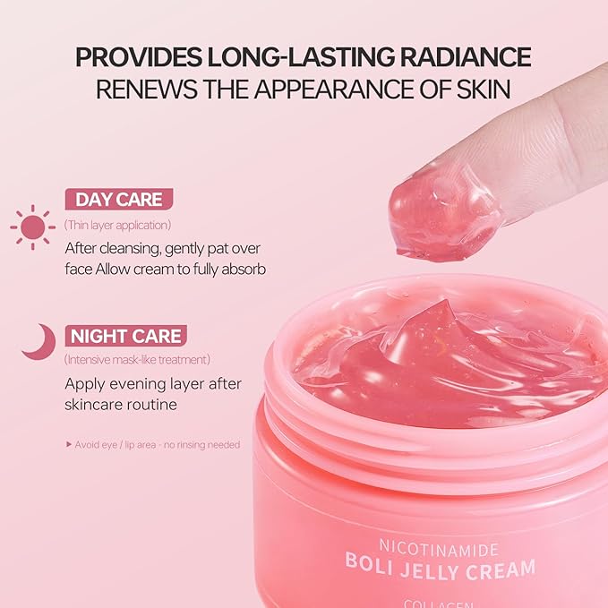 BOLI Collagen Jelly Cream - Moisturizing Hydrating Face Cream with Niacinamide & Hydrolyzed Collagen for All Skin Types (120g)