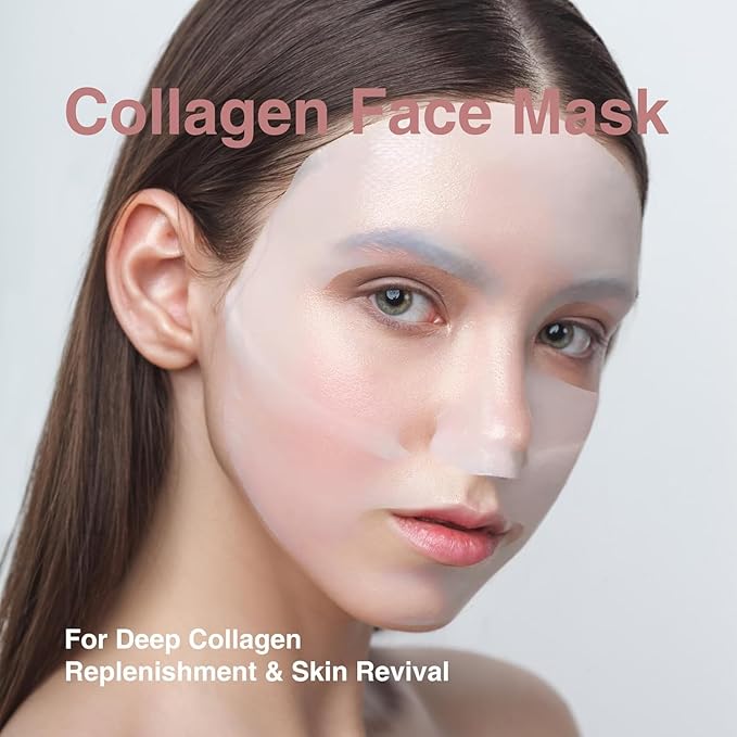 Bio-Collagen Face Mask, Real Deep Hydrating Collagen Overnight Mask, Face Masks Skincare, Facial Sheet Masks for Skin care, Pore Minimizing, Firming, and Moisturizing. (4 Count (Pack of 1))