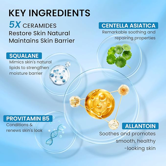 5X Ceramide Ultra Moisturizer Face Cream，with Ceramide Hyaluronic Acid Centella Collagen Hydration Relief Redness Reducing Ultra Repair Cream for Dry Skin Type