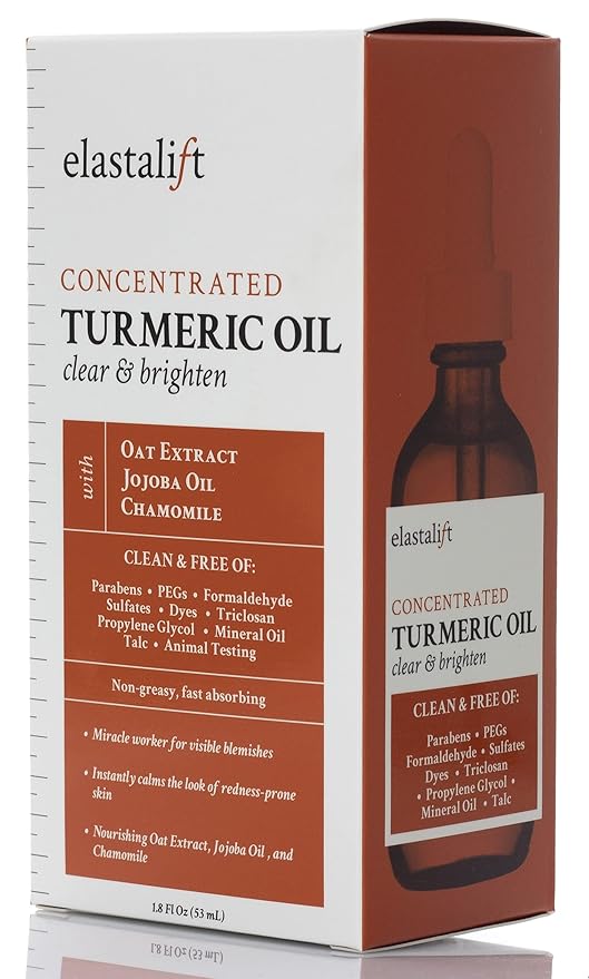 Elastalift Turmeric Oil Facial Skin Care Serum For Face. Antioxidant Moisturizer Skincare Serum Formula W/Rose Extract & Jojoba Oil For Dry Skin, Redness, & Skin Blemishes, 1.8 Fl Oz