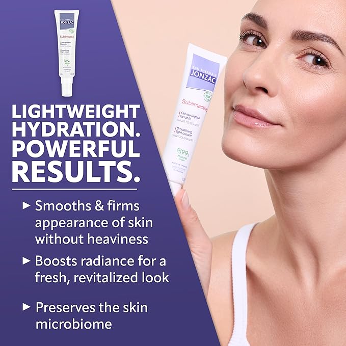 JONZAC Eau Thermale Sublimactive Organic Anti-Aging Smoothing Light Cream for Women - Firms and Smooths Skin - Light Texture - Natural Skin Care - Safe for Sensitive Skin - 1.35 fl oz