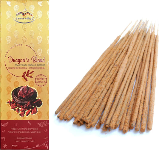 Dragon's Blood Incense Sticks - Traditional Handcrafted Masala Incense - 40 to 50 Sticks Approx. - Glowelle