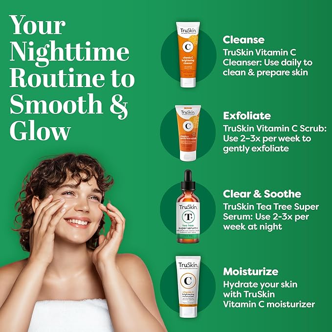 TruSkin Tea Tree Oil Acne Treatment Serum for Face – Salicylic Acid, Niacinamide, Vitamin C & Retinol – Clarifying Super Facial Serum for Acne-Prone Skin & Pores, 2 Oz