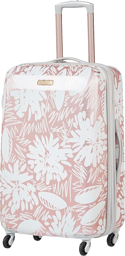 American Tourister Moonlight Hardside Expandable Luggage with Spinner Wheels, Ascending Gardens Rose Gold, Checked-Medium 24-Inch