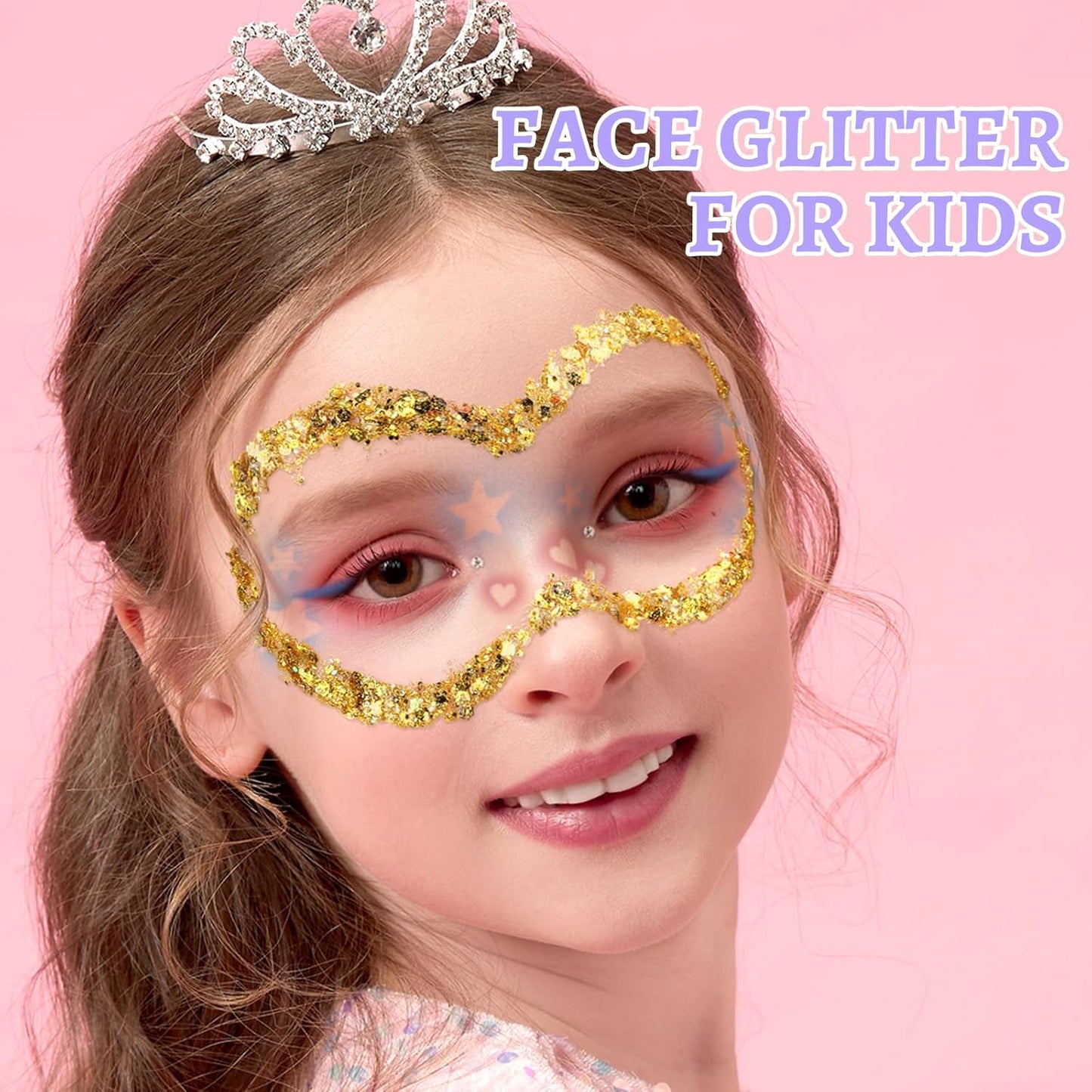 Teenitor Body Glitter Face Glitter Hair Glitter for Kids Women, 6 Colors Face, Body Hair Glitter Gel, Makeup Glitter for Halloween, Mermaid Makeup, Festival Birthday Party