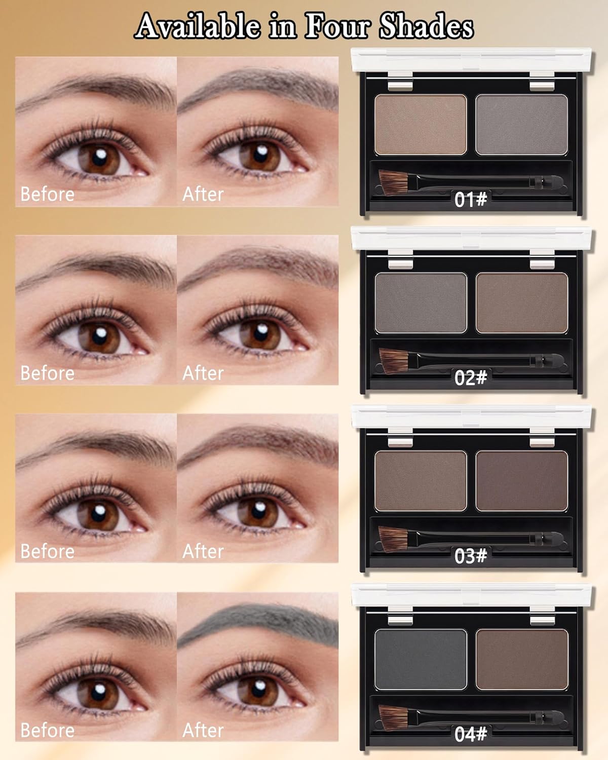 Eyebrow Powder Kit-Waterproof Two Colors Brow Powder Tinted Palette Long Lasting Up to 16H,Taupe/Brown Brow Filler Defined&Sculpt Natural Eyebrow Makeup for Sparse Brow with Brow Brush&Razor-02