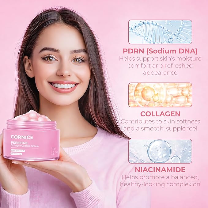 Salmon PDRN Pink Collagen Capsule Cream, Face Moisturizer | Lightweight Hydrating Cream with Collagen, Sodium Hyaluronate & Retinol | Korean Skincare, 1.94 oz