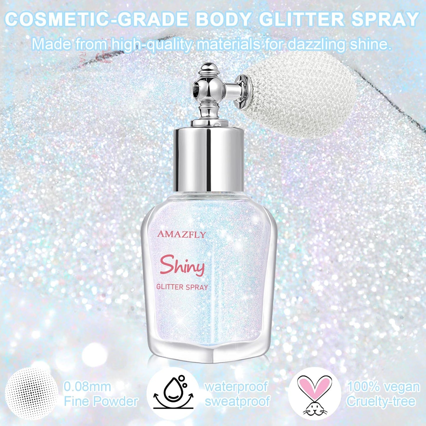 Hair and Body Glitter Spray, Shimmering Powder Sparkle Powder Makeup, Glitter Loose Sparkle Makeup for Body Highlighter,Festival Prom Rave Accessories (Sparkling Pink)