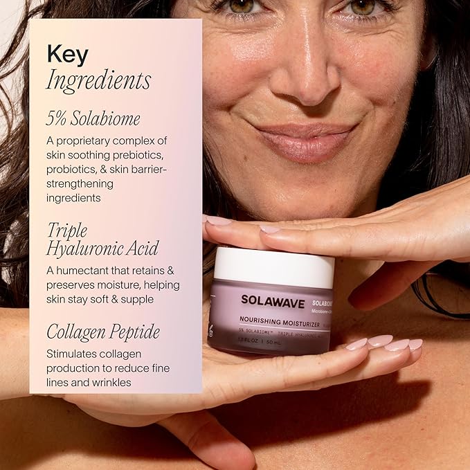 Solawave Probiotic Korean Cloud Cream Moisturizer with Peptides & Hyaluronic Acid | Solabiome Prebiotic Barrier Boosting Complex – Skincare for Aging & Dryness, 1.7 Oz.