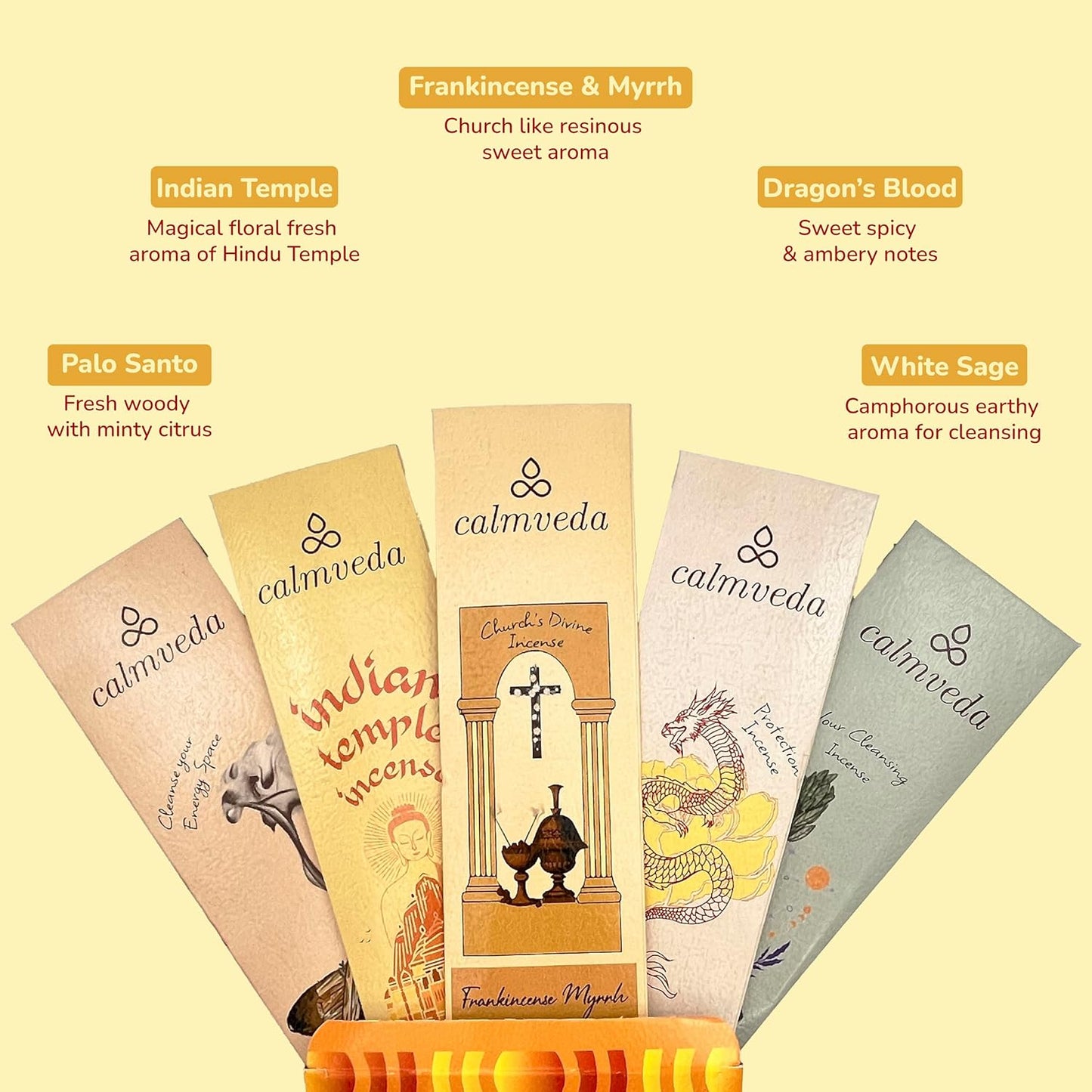 Natural Incense Sticks Variety Pack - (5 Variants) Charcoal Free Inscents-Sticks, Made from Upcycled Flowers | Sacred Insence-Sticks from All Cultures (Inciensos Aromaticos) - Glowelle
