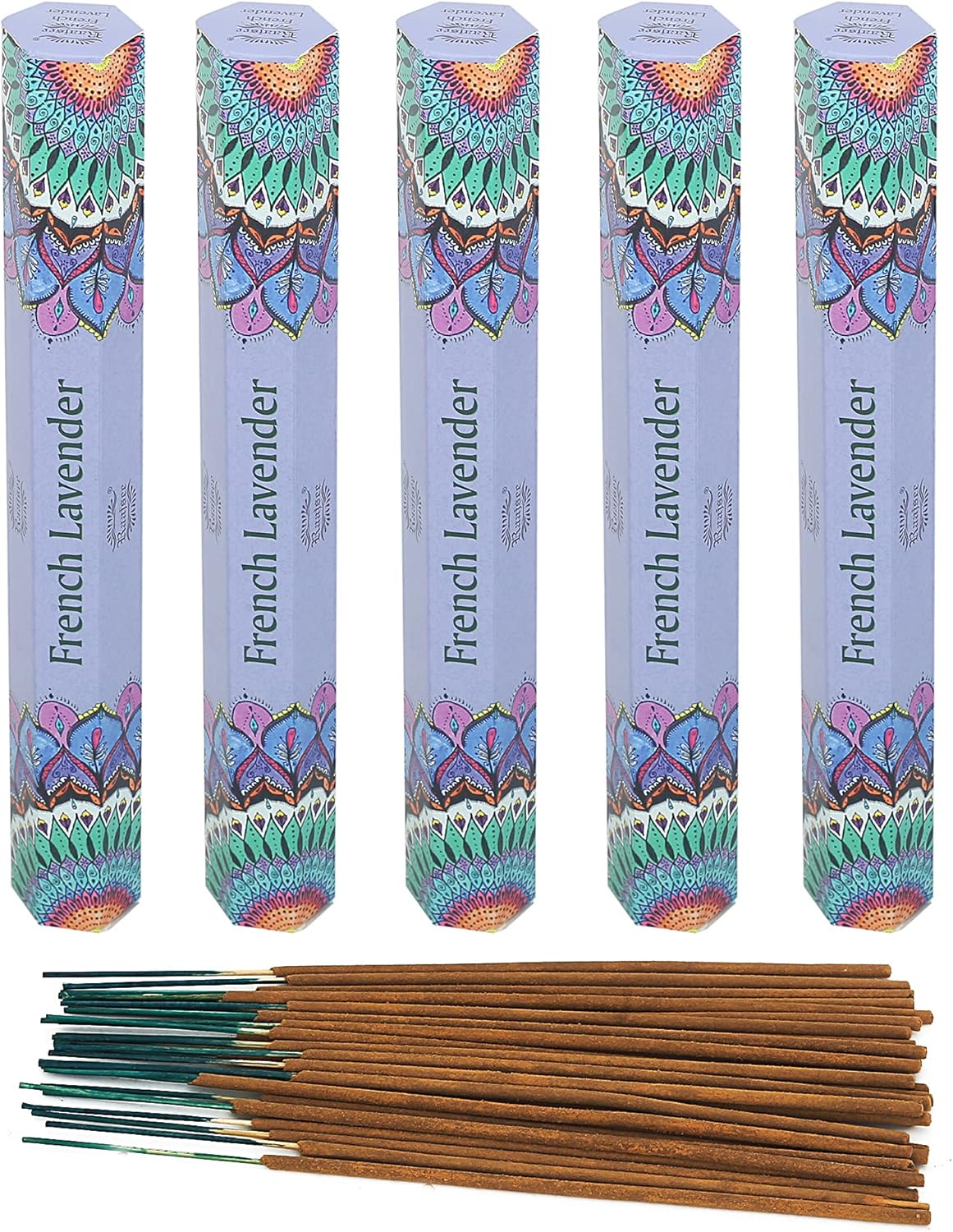 Raajsee Lavender Incense Sticks 15 Sticks x 5 Pack -100% Pure insense Organic Natural- Hand Rolled Free from Chemicals -incent Stick Perfect for Church Aromatherapy, Stress Relief, Meditation - Glowelle