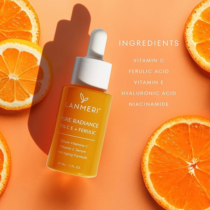 Vitamin C Serum With Ferulic Acid: C & E Ferulic Face Serum With 15% Ascorbic Acid, Vitamin E, Hyaluronic Acid - Vit C Serum for Hydration, Brightening, Anti-aging, Anti Wrinkle, Skin Repair 1 Fl Oz