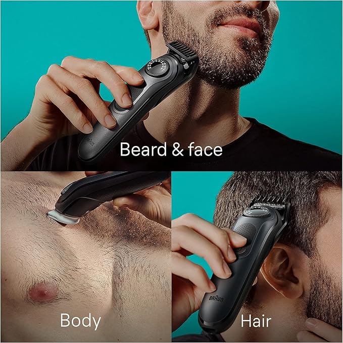 Braun All-in-One Style Kit Series 5 5480, 8-in-1 Trimmer for Men with Beard Trimmer, Body Trimmer for Manscaping, Hair Clippers & More, Ultra-Sharp Blade, 40 Length Settings, Waterproof